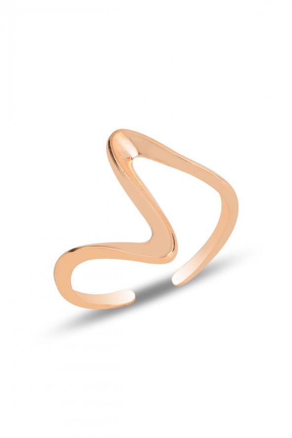 Gümüş rose dalga ayarlamalı yüzük ürün görseli