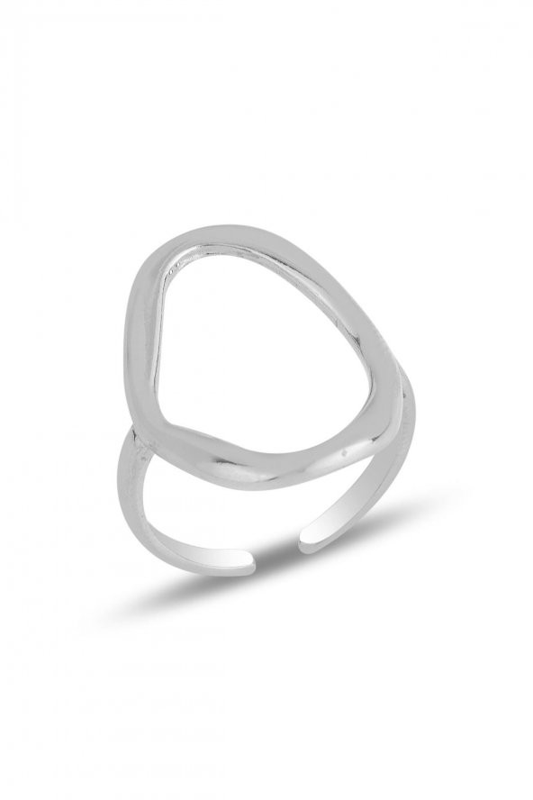 Gümüş rodyumlu ayarlamalı oval yüzük ürün görseli