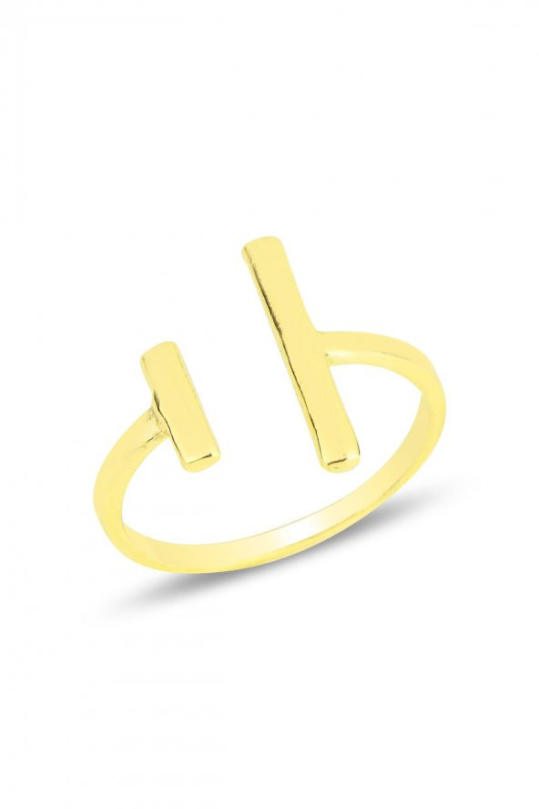 Gümüş altın yaldızlı modern tasarımlı üstten ayarlamalı yüzük ürün görseli