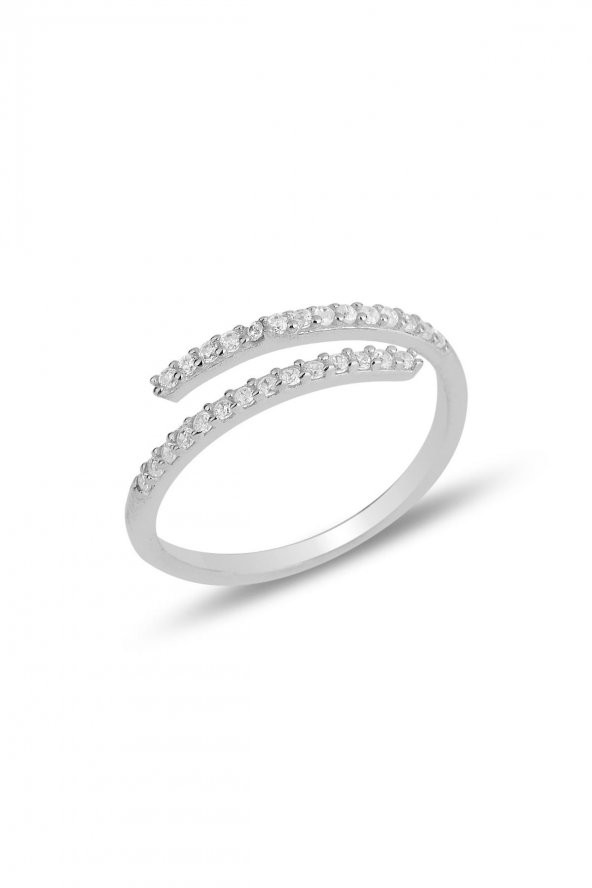 Gümüş  rodyumlu zirkon taşlı üstten ayarlamalı yüzük ürün görseli