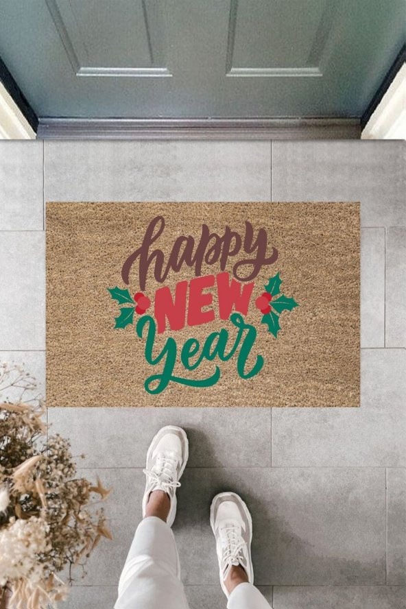 Dormot Home Modern Baskı - Happy New Year 12 - Karşılama Kapı Önü Paspası