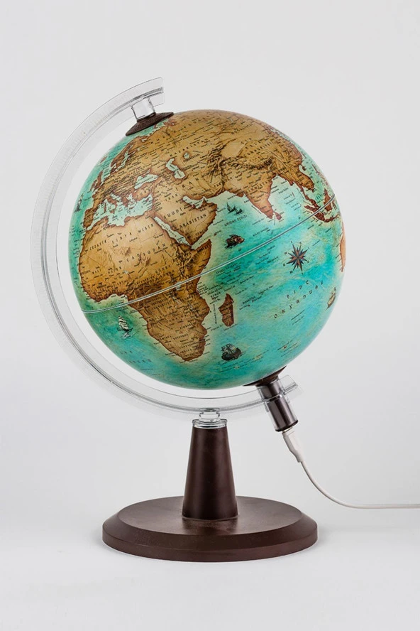 Gürbüz Yayınları Işıklı Antik Dünya Küresi Modern Seri 30 cm USB Kablo Hediyeli - Resim 2