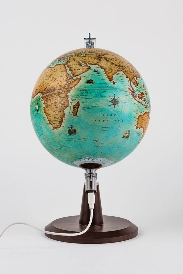 Gürbüz Yayınları Işıklı Antik Dünya Küresi Modern Seri 30 cm USB Kablo Hediyeli - Resim 4