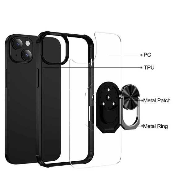 iPhone 14 Plus Kılıf Mola Kenar Köşe Yüzük Kısımları Renkli Kılıf - 10