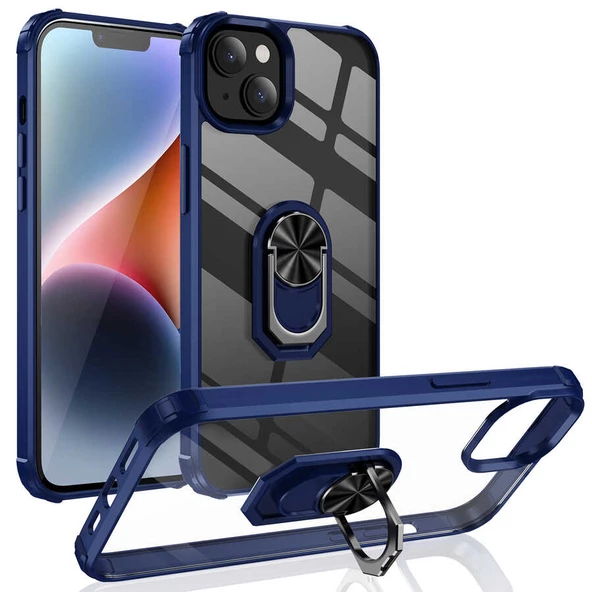 iPhone 14 Plus Kılıf Mola Kenar Köşe Yüzük Kısımları Renkli Kılıf