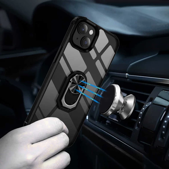 iPhone 14 Kılıf Mola Kenar Köşe ve Yüzük Kısımları Renkli Kılıf - Resim 6