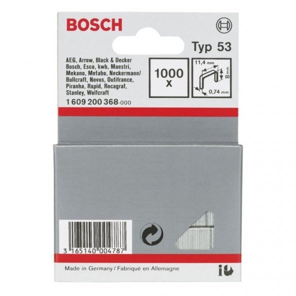 Bosch Zımba Teli Tip53 8mm 1000 Adet 1609200365