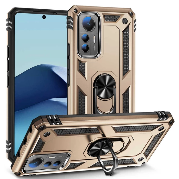 Xiaomi Mi 12 Lite Kılıf Zore Vega Yüzüklü Standlı Zırh Kılıf - 12