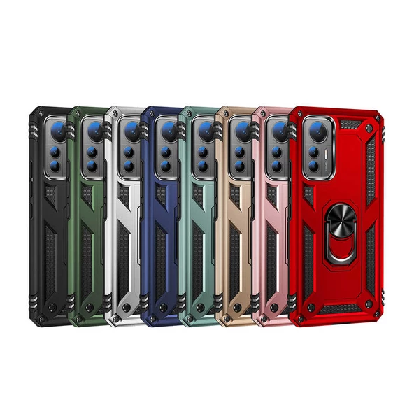 Xiaomi Mi 12 Lite Kılıf Zore Vega Yüzüklü Standlı Zırh Kılıf - 11