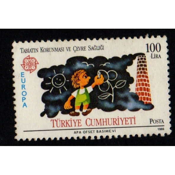 EABİ-EUROPA CEPT (Tabiatın Korunması ve Çevre Sağlığı) Hatıra Pulu 100 Lira 1986 (ws0031) - 1