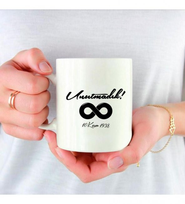 Kişiye Özel Atatürk 10 Kasım Baskılı Porselen Beyaz Kupa Bardak HK2310 - 2