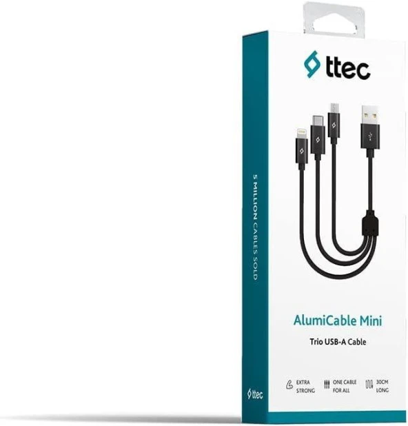 Ttec Alumicable Mini 30cm Şarj Kablosu - 2DK31 - 2