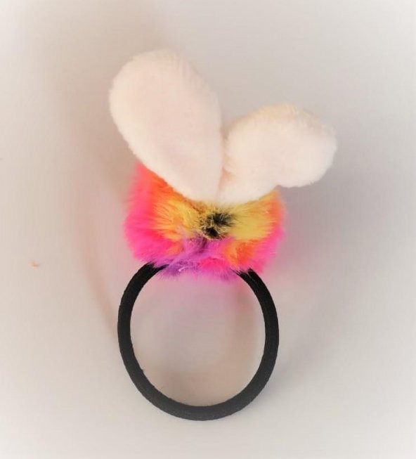 Lastikli Ponpon Gözlüklü Tavşan Toka - 3