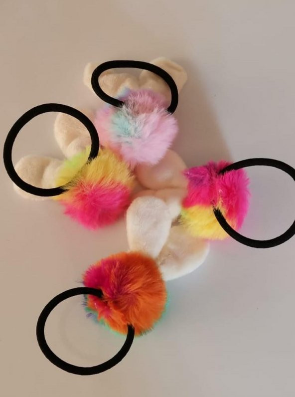 Lastikli Ponpon Gözlüklü Tavşan Toka - 4