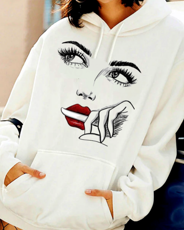 Kadın Göz ve El Baskılı Kadın Sweat