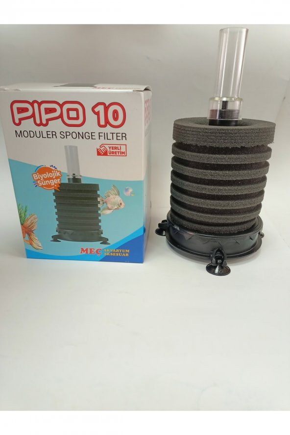 Pipo10 Biyolojik Süngerli Akvaryum Pıpo Filtre 9x21Cm