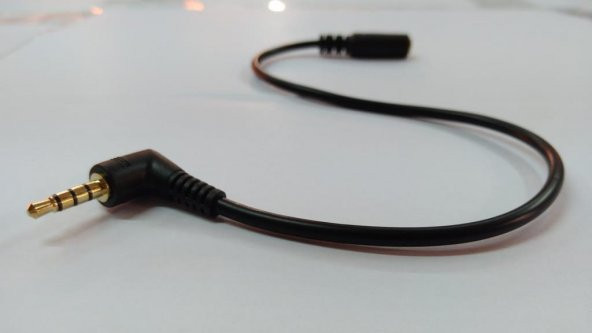 3.5 mm Stereo 4 Boğumlu (TRRS) 90 Derece Uzatma Kablosu 20 cm