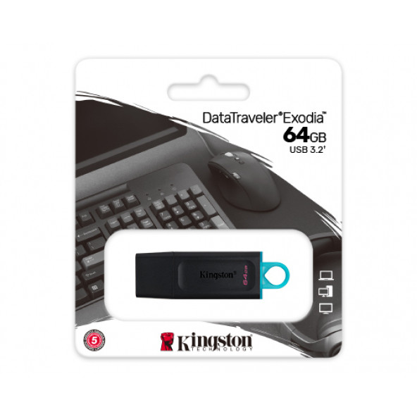 Kingston 64GB USB 3.2 Gen 1 Flash Bellek Datatraveler Exodia DTX/64GB  25 adet