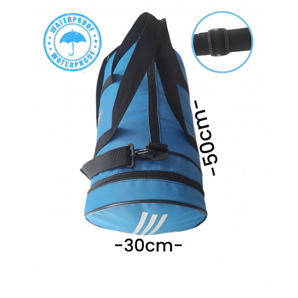 SEVBAGS 600 DENYE ÇİZGİLİ SİLİNDİR SPOR SEYAHAT ÇANTASI - 3