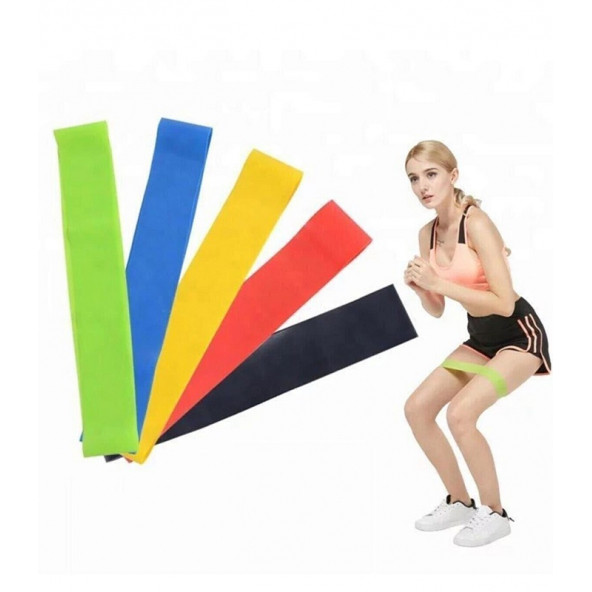 Pilates Bandı Plates Egzersiz Direnç Lastiği 5'li Set - 6