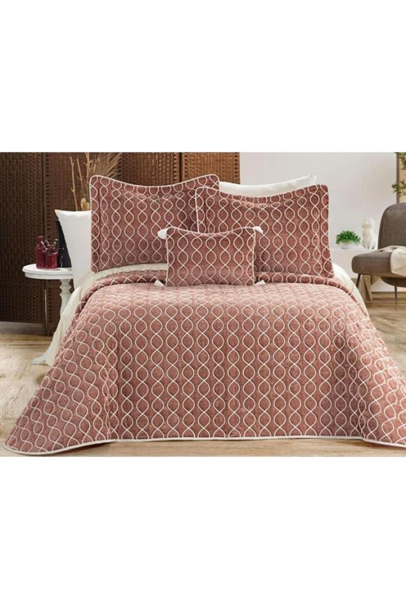 Brillance Çift Kişilik Yatak Örtüsü Gülkurusu - Resim 3