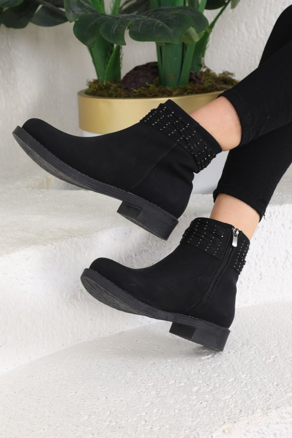 Albishoes Kadın Fermuarlı Taş Detaylı Günlük Chelsea Kadın Bot - 2