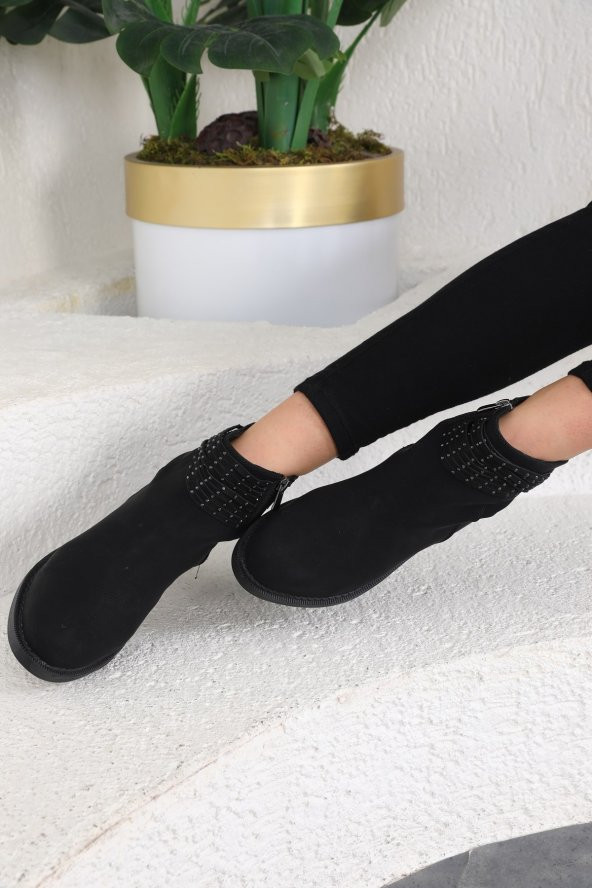 Albishoes Kadın Fermuarlı Taş Detaylı Günlük Chelsea Kadın Bot - 3