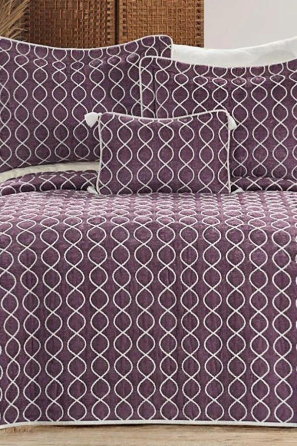 Brillance Çift Kişilik Yatak Örtüsü Lila - Resim 2