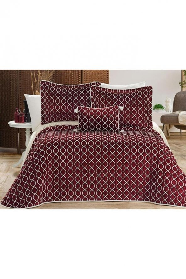 Brillance Çift Kişilik Yatak Örtüsü Bordo - 3