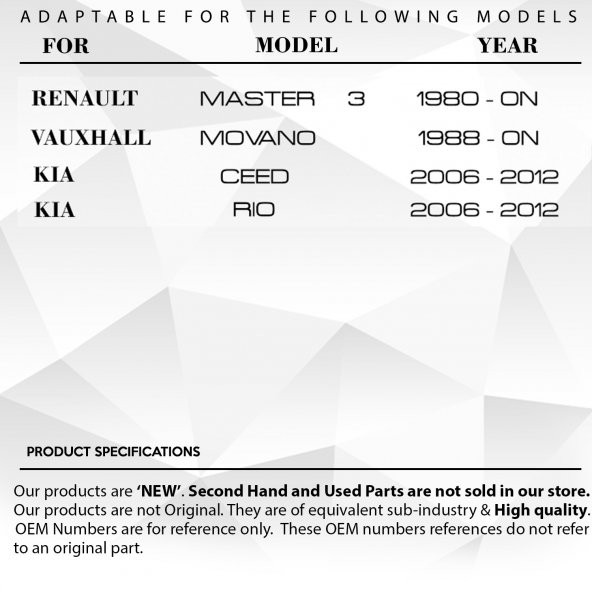 Renault Master, Opel Movano, Kia Ceed, Rio için Cam Kriko Motoru - 9