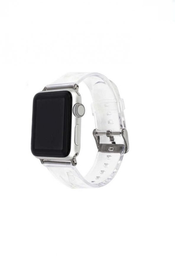 ​​​Apple Watch Ultra 49mm Şeffaf Silikon Metal Toka Kademeli Kordon