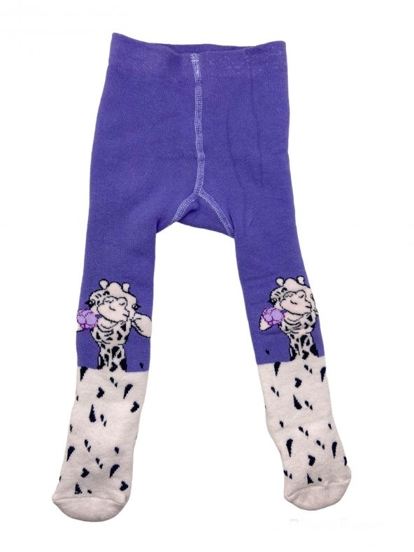 Kız Çocuk Renkli Kışlık Havlu Animals Desenli 1 Adet Külotlu Çorap Numara  BT-0740