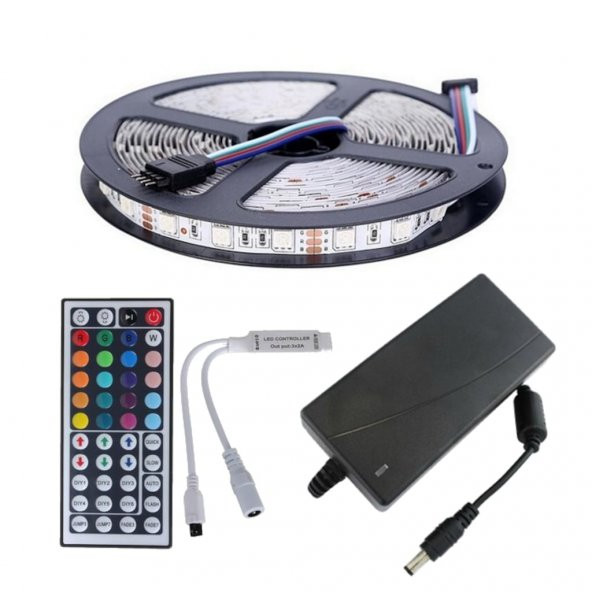WINLIGHT Şerit Led Rgb 44 Tuşlu Kumandalı 5050 Smd 5 Metre 300 Led 3 Çip