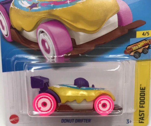 Donut Drifter Yellow Hot Wheels Tekli Arabalar 1/64 Ölçek Metal Oyuncak Araba - 2