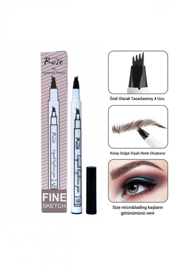 Siyah Rose Microblading Etkili Kalıcı Kaş Kalemi Ucu Tırtıklı