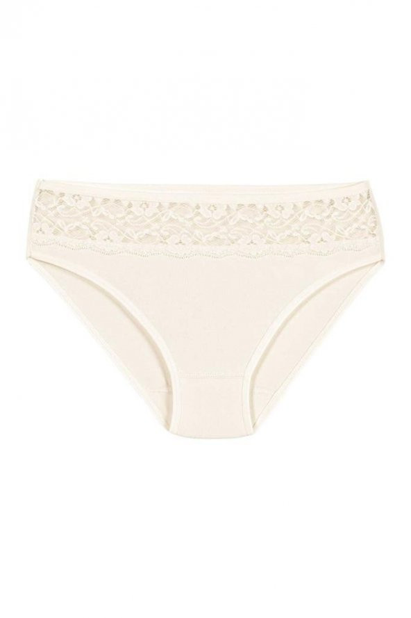 12 Adet Yıldız Bayan Likralı Dantelli Bikini Külot Ekru 3788
