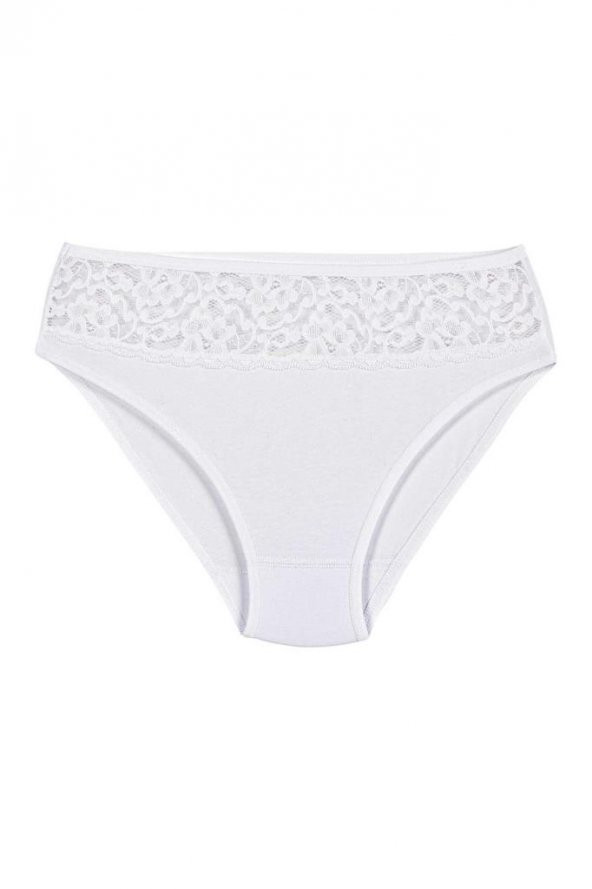 12 Adet Yıldız Bayan Likralı Dantelli Bikini Külot Beyaz 3785
