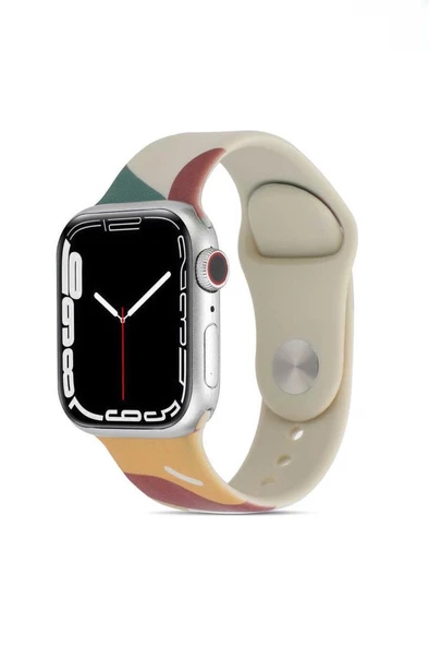 Apple Watch Ultra 49mm KRD-62 Suya Dayanıklı Renkli Desenli Silikon Kordon