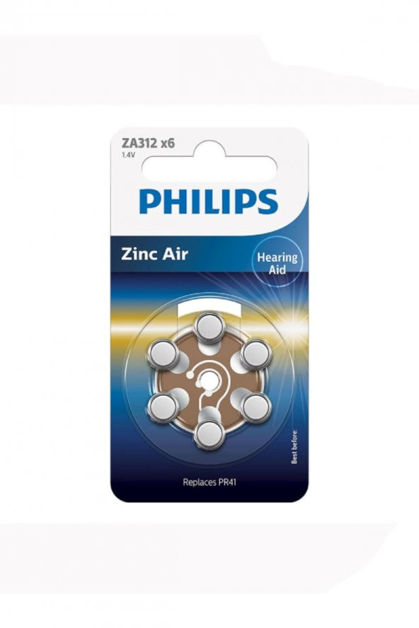 Philips (za312b6a/10) 312 Zınc-aır Mınıcell 1.4v Işitme Cihazı Pili (paket 6 Adet)