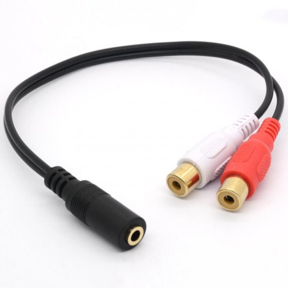 3.5 mm Stereo Dişi to 2x RCA Dişi Kablo 30 cm