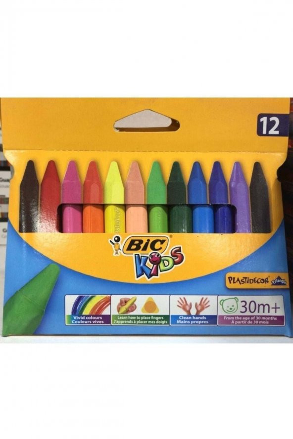Bic Kids Evolution Triangle Üçgen Jumbo Boya Kalemi 12 Renk - Resim 2