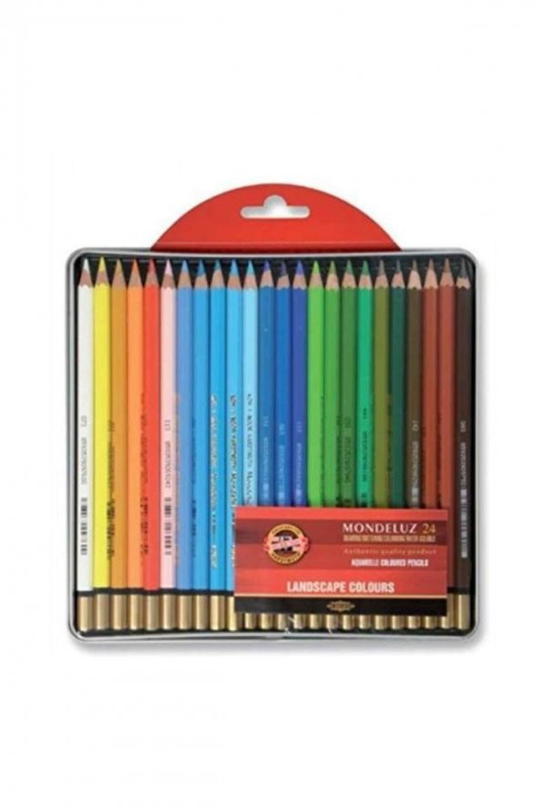Koh-i Noor Mondeluz Aquarell Boya Kalemi 24 Renk Manzara Tonları Metal Kutu