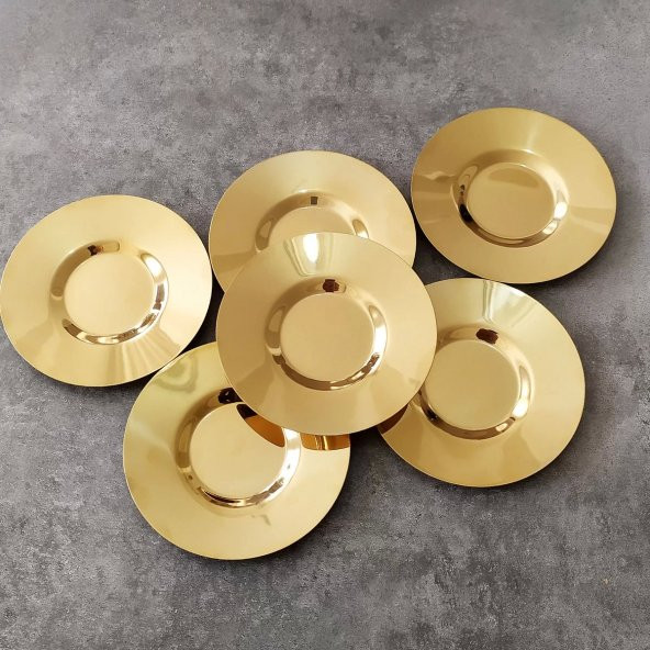 Tiamo Heybeli Paslanmaz Çelik Gold Çay Tabağı - 6 Adet