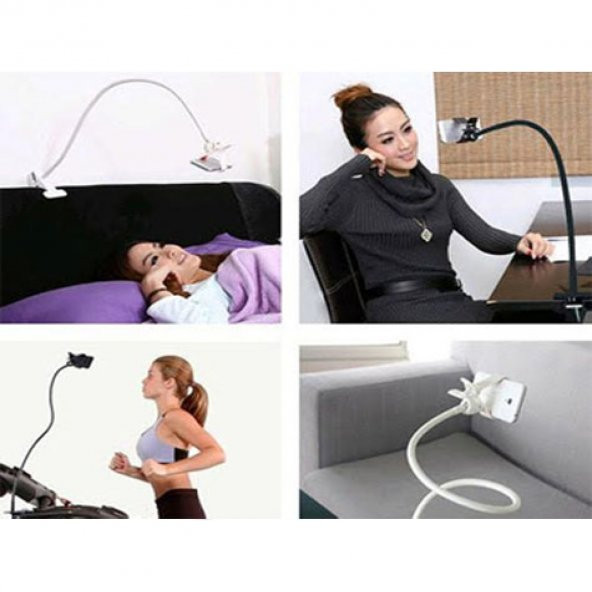 Akrobat Telefon Tutucu Spiral Gövdeli Oynar Başlıklı - Siyah - 4