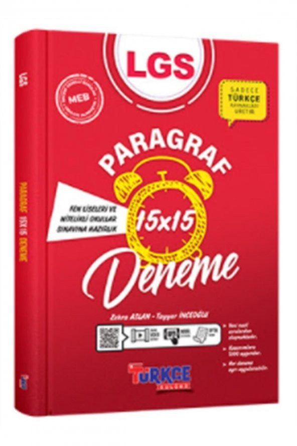 Ankara Yayıncılık Türkçe Kulübü LGS 15 x 15 Paragraf Denemesi