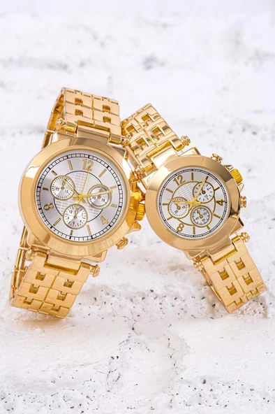 Çift Saat Sevgili Saatleri Çelik Kordon Kadın Erkek Kombin Saat ST-304218 - 3