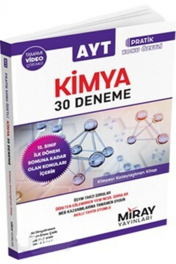 AYT Kimya 30 Deneme Pratik Konu Özetli Tamamı Video Çözümlü