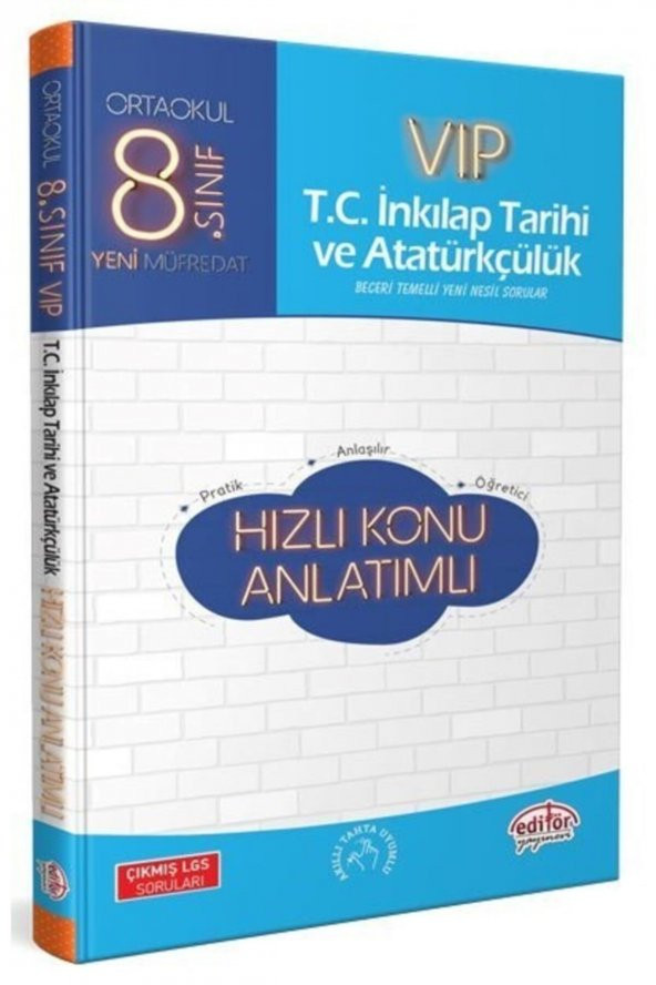 Editör Yayınevi 8. Sınıf Vıp T.c. Inkılap Tarihi Ve Atatürkçülük Hızlı Konu Anlatımı