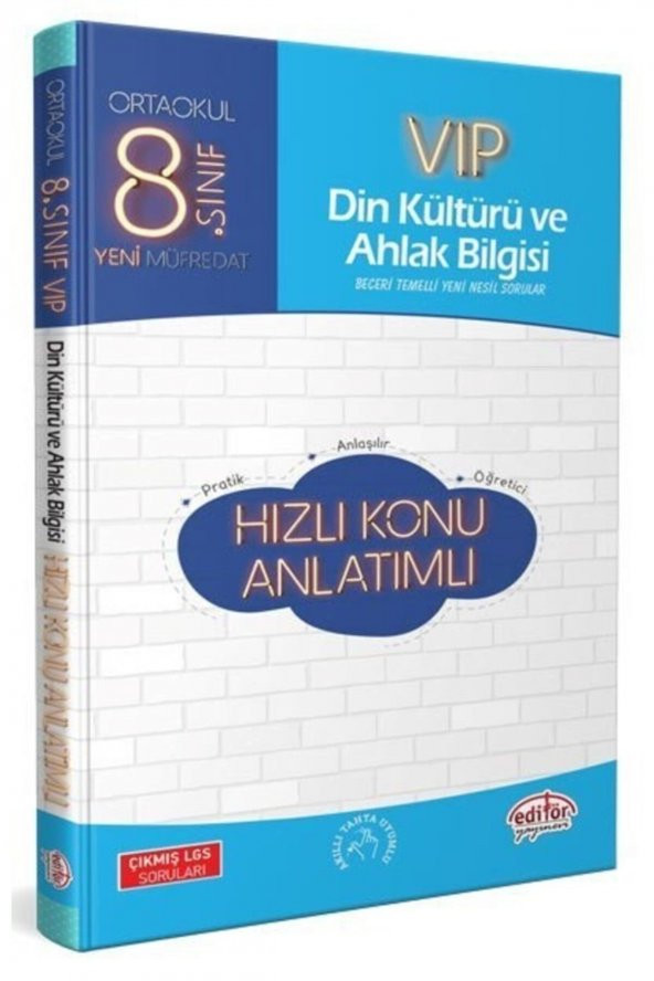 Editör Yayınevi 8. Sınıf Vıp Din Kültürü Ve Ahlak Bilgisi Hızlı Konu Anlatımlı