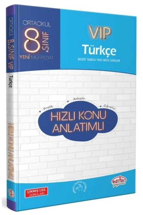 Editör Yayınevi 8. Sınıf Vıp Türkçe Hızlı Konu Anlatımı